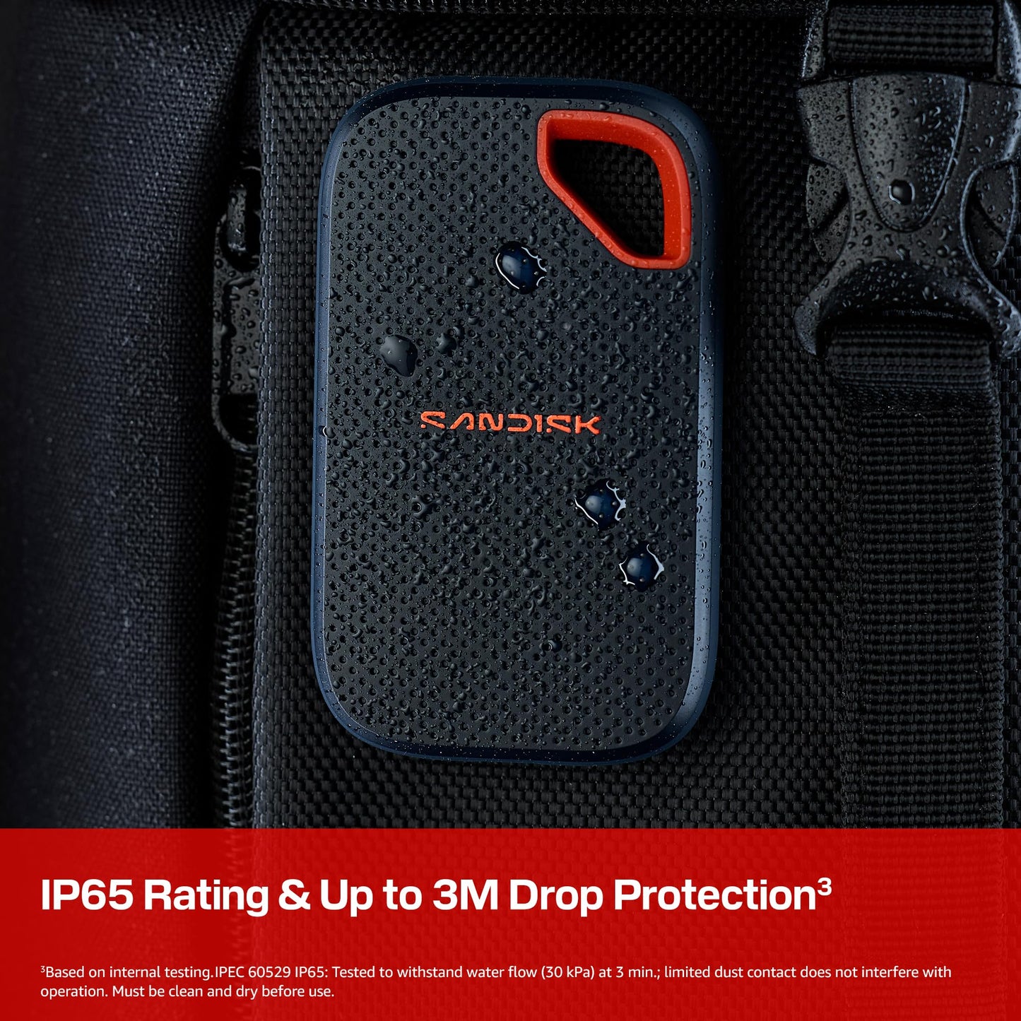 SANDISK 2TB Extreme Portable SSD (Old Model) - Up to 1050MB/s, USB-C, USB 3.2 Gen 2, IP65 Water and Dust Resistance, Updated Firmware - External Solid State Drive - SDSSDE61-2T00-G25