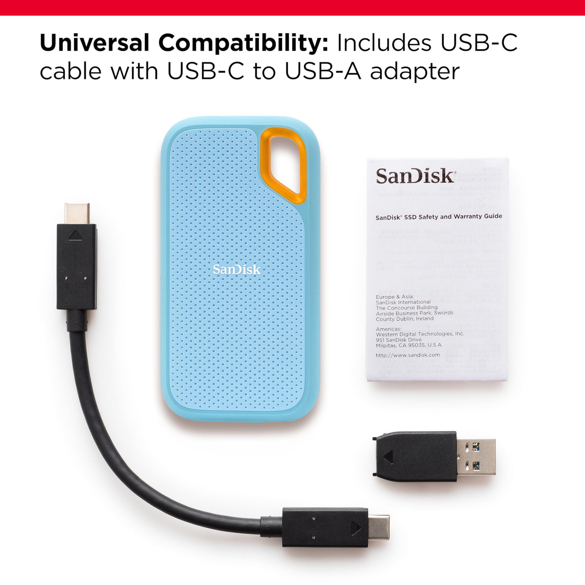 SANDISK 2TB Extreme Portable SSD (Old Model) - Up to 1050MB/s, USB-C, USB 3.2 Gen 2, IP65 Water and Dust Resistance, Updated Firmware - External Solid State Drive - SDSSDE61-2T00-G25