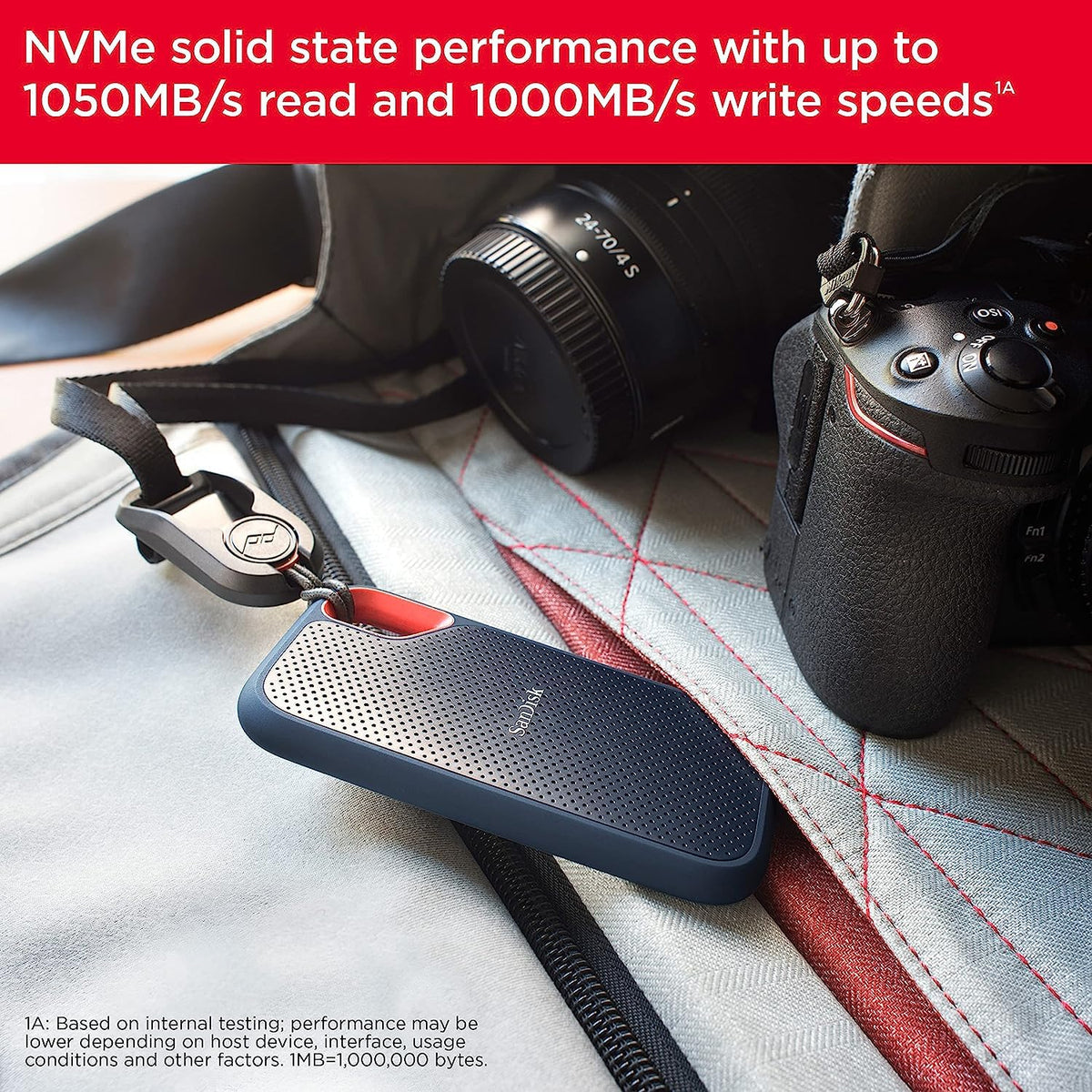 SANDISK 2TB Extreme Portable SSD (Old Model) - Up to 1050MB/s, USB-C, USB 3.2 Gen 2, IP65 Water and Dust Resistance, Updated Firmware - External Solid State Drive - SDSSDE61-2T00-G25