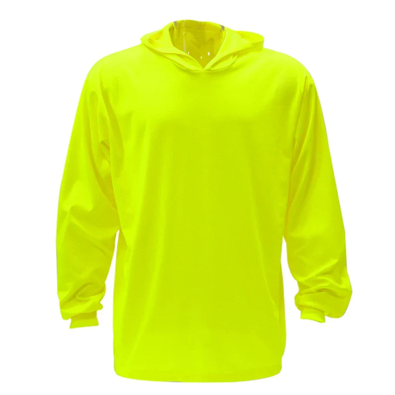 Hooded Long Sleeve Hi Vis Shirt – Lightweight Mesh Polyester