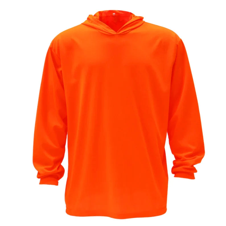 Hooded Long Sleeve Hi Vis Shirt – Lightweight Mesh Polyester