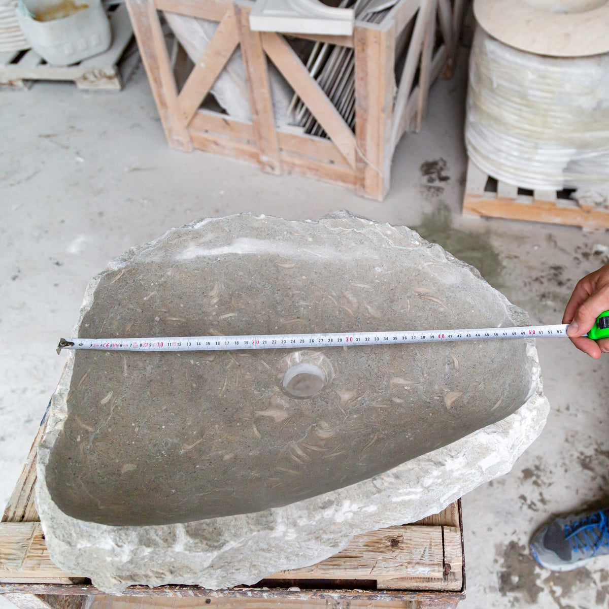 Seagrass Fossil Limestone Vessel Sink 16x20 Rustic Natural Stone Polished Interior