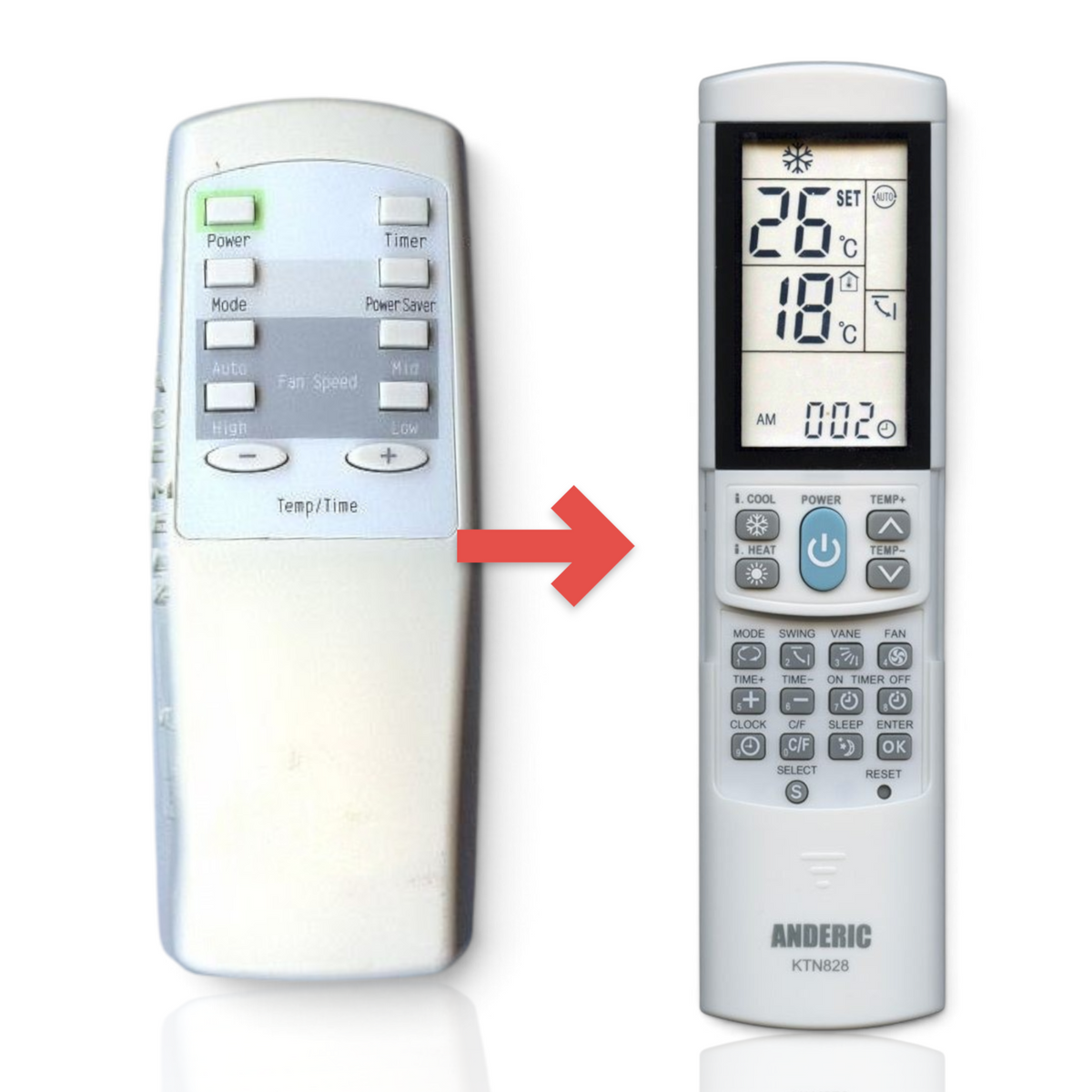 Anderic Substitute for Sharp KYK1801 Admiral Air Conditioner Remote Control [KTN828]