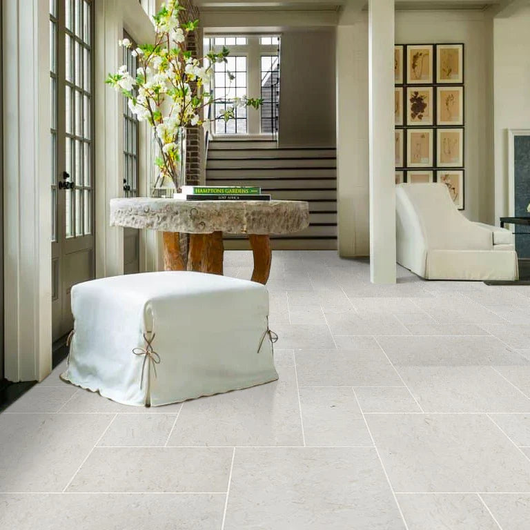 Shell Stone White Fossil Limestone Pattern Set Floor and Wall Tile