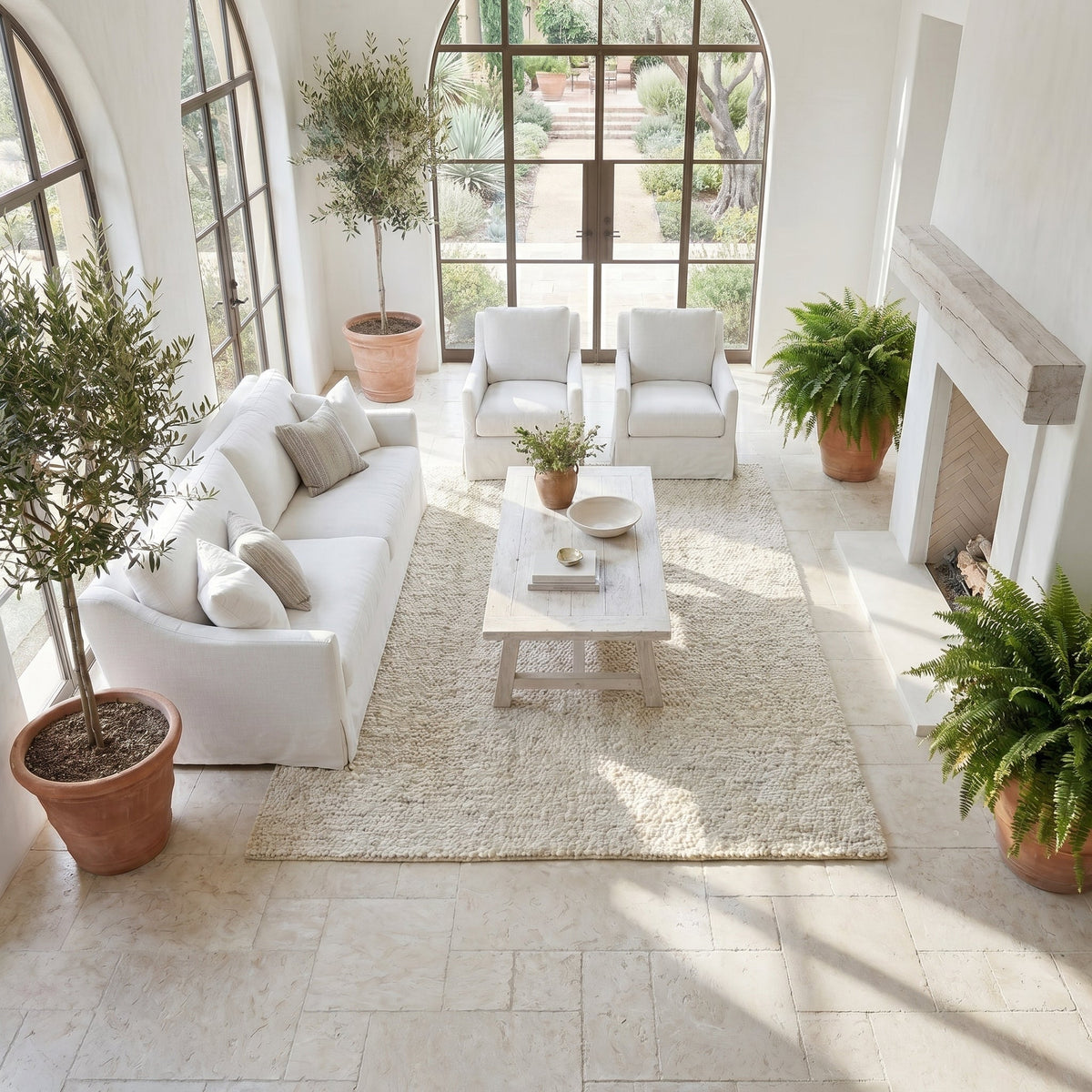 Shell Stone White Fossil Limestone Pattern Set Floor and Wall Tile