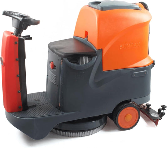 SUNMAX RT70 Ride-On Commercial Floor Scrubber Machine, 22" Brush, 31.5" Squeegee, 18.5/18.5-Gal Tanks, 48,400 Sq Ft/H, 5-Hour Runtime