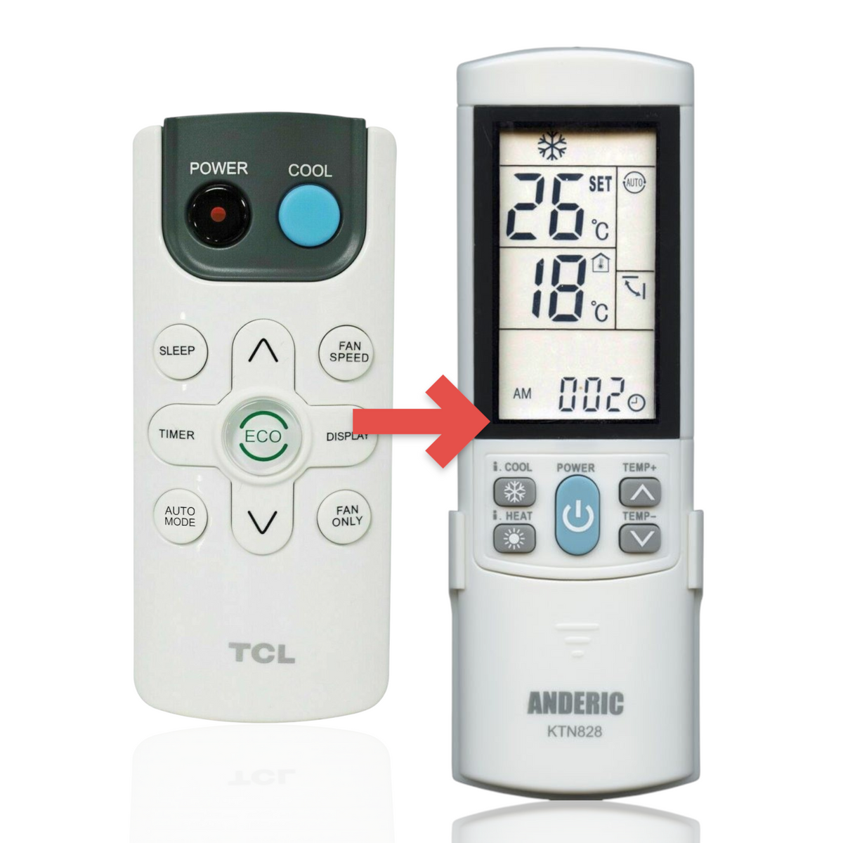 Anderic Substitute for TCL TAW12CR19REM Air Conditioner Remote Control [KTN828]