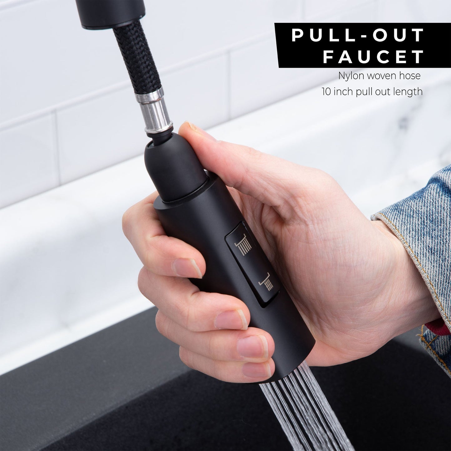Tehila Black Finish High-Arc Pull-Down Faucet