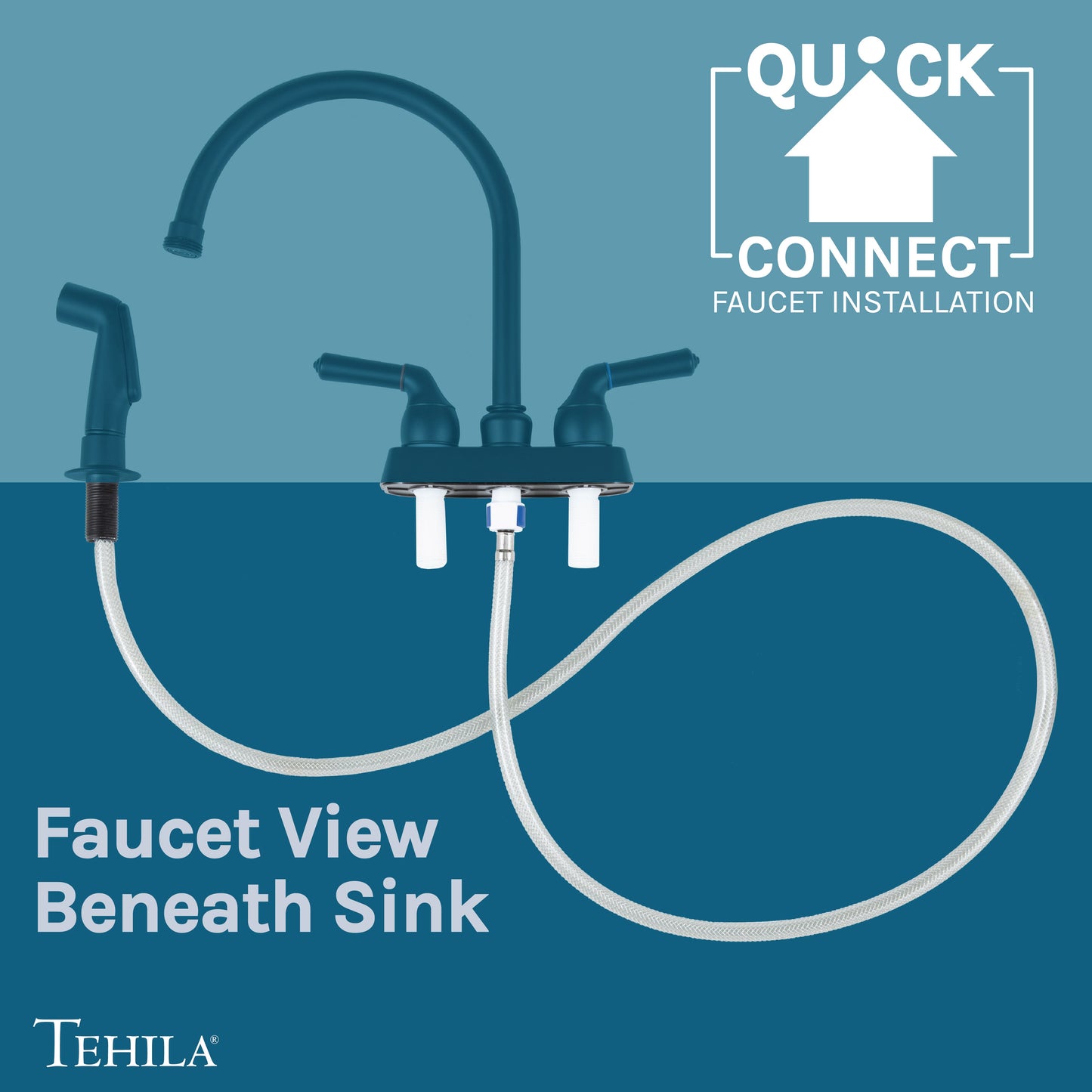 Tehila Space Saver Freestanding White Utility Sink with Black Finish Gooseneck Faucet and Side Sprayer