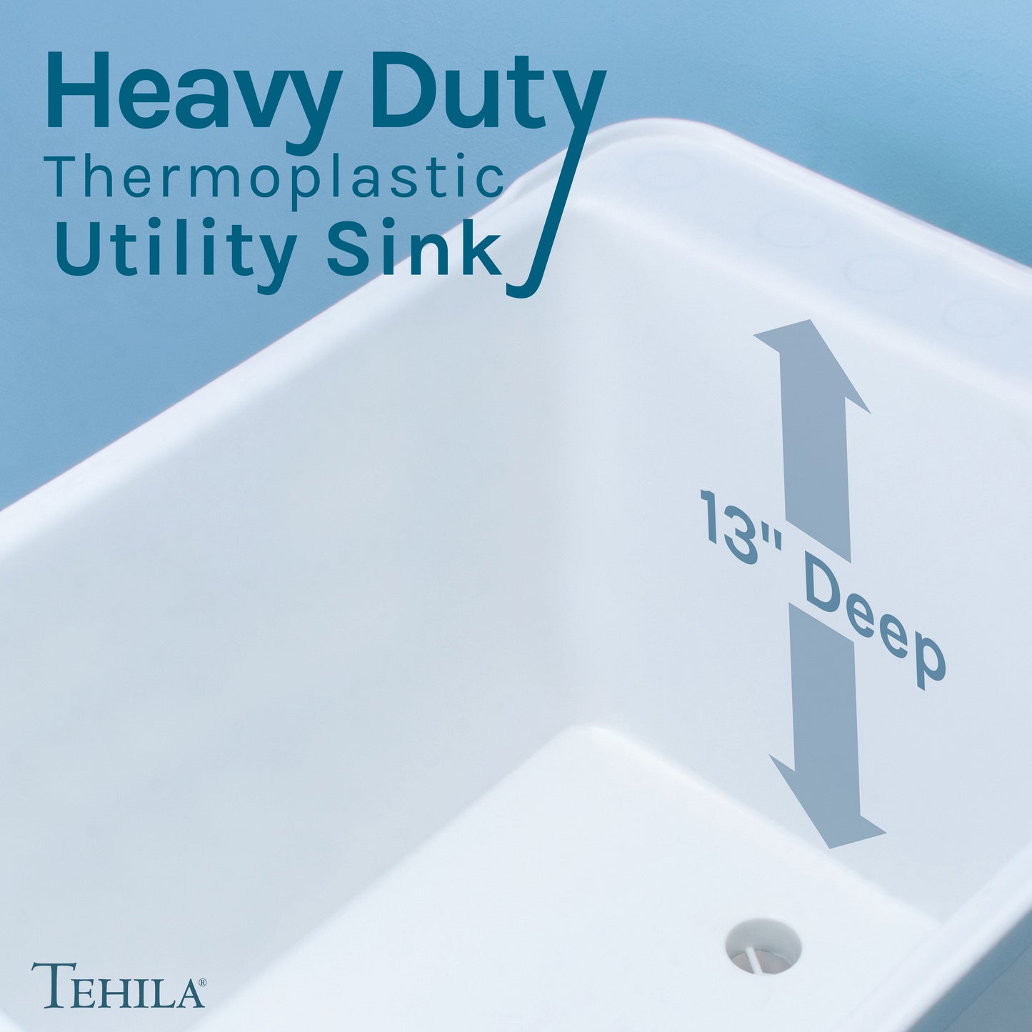 Tehila Space Saver Freestanding White Utility Sink with Stainless Steel Finish Gooseneck Faucet and Side Sprayer