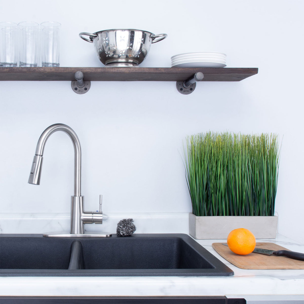 Tehila Stainless Steel Finish High-Arc Pull-Down Faucet
