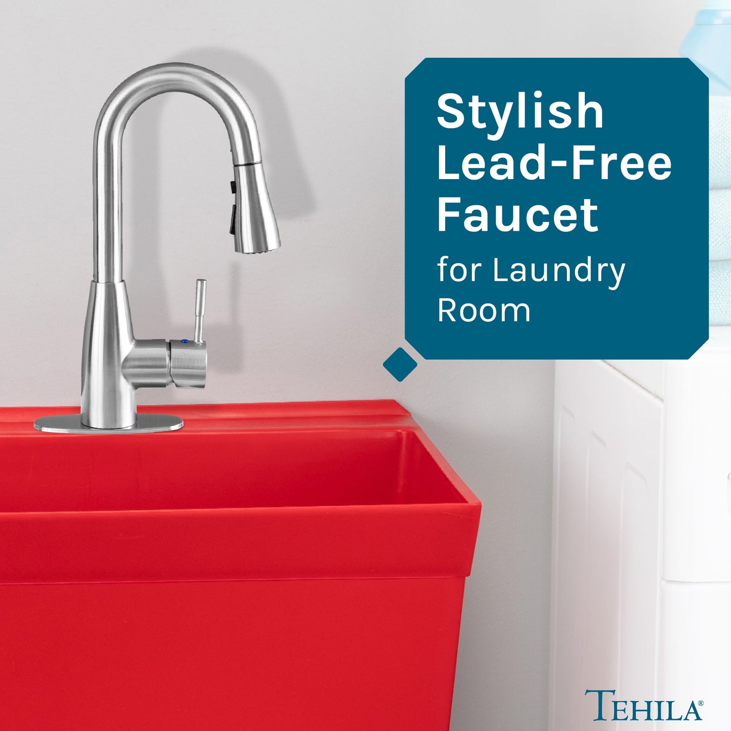 Tehila Stainless Steel Finish Low Profile Pull-Down Faucet