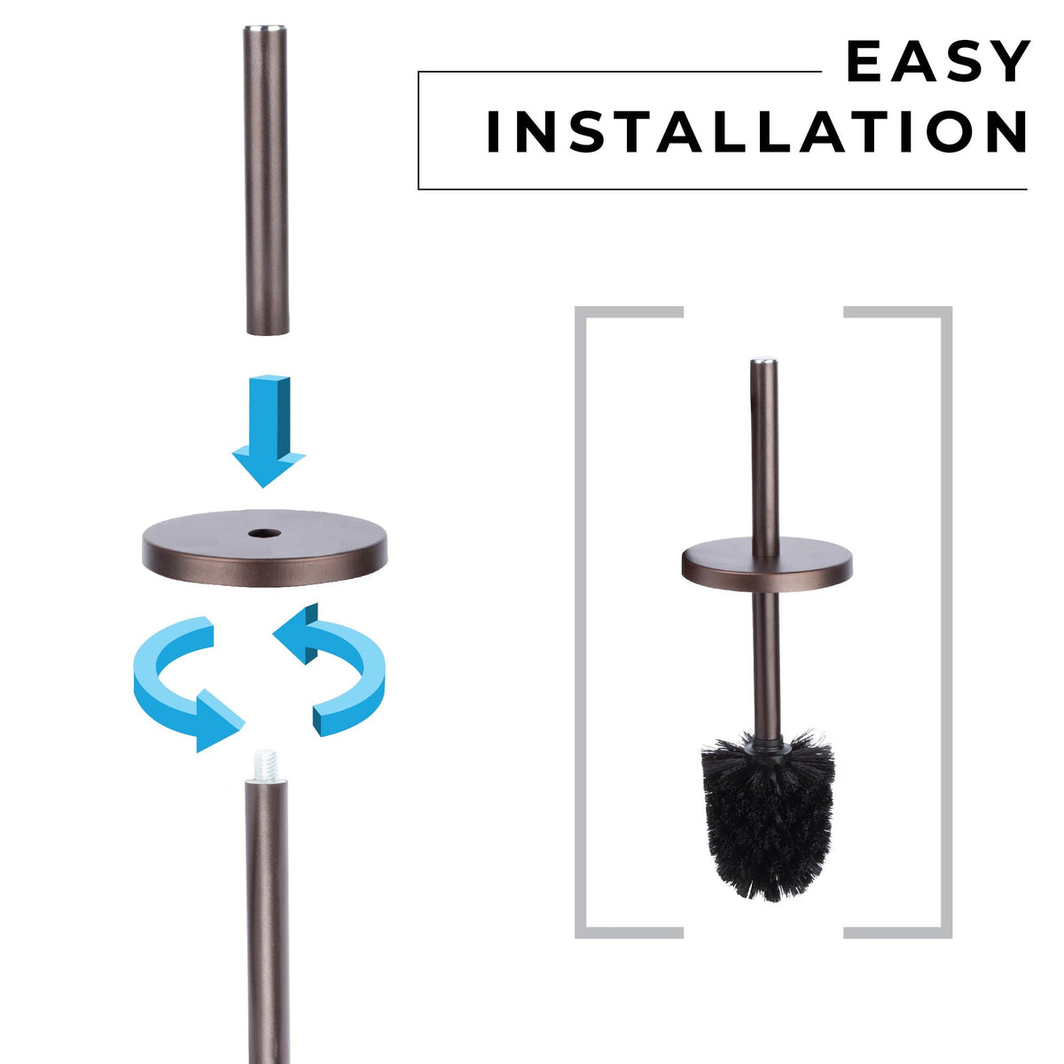 Toilet Brush and Holder, 2-Pack (Bronze Finish)