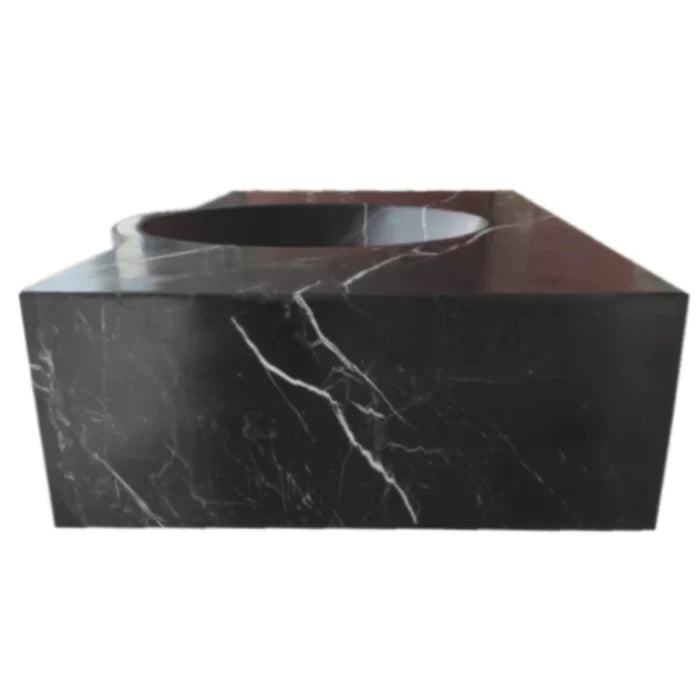 Black Marble Handcrafted Rectangular Wall Mount Bathroom Sink 17 x 30 x 6 Inches