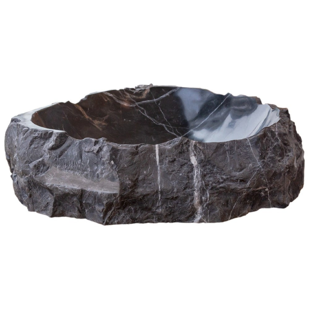 Black Turkish Marble Natural Stone Handcrafted Vessel Sink 17x17x5