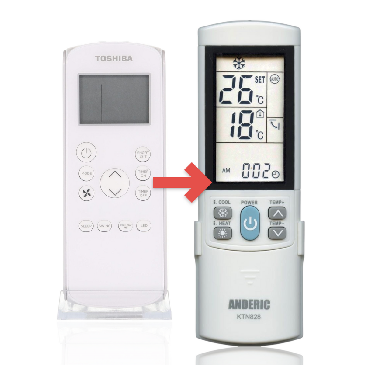 Anderic Substitute for Toshiba RG57H4(B)/BGEFU1 Portable Air Conditioner Remote Control - 17317000A52746 [KTN828]
