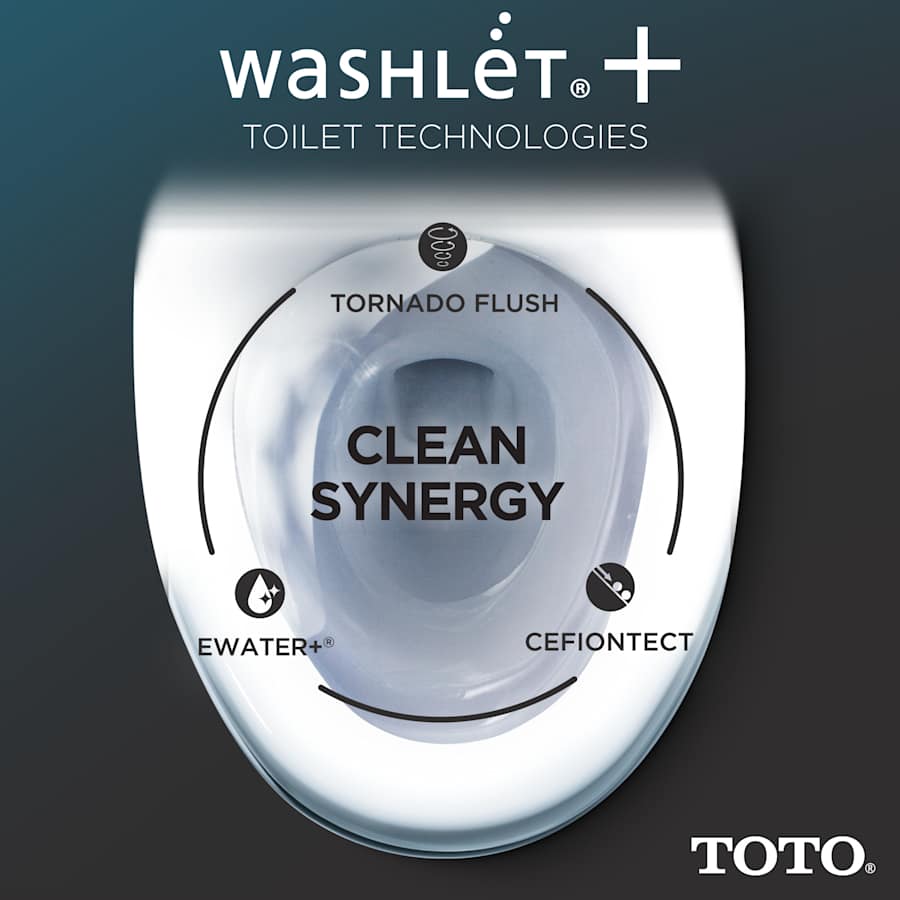 TOTO Washlet+ Legato One-piece Elongated 1.28 GPF Toilet And Washlet S5 Bidet Seat