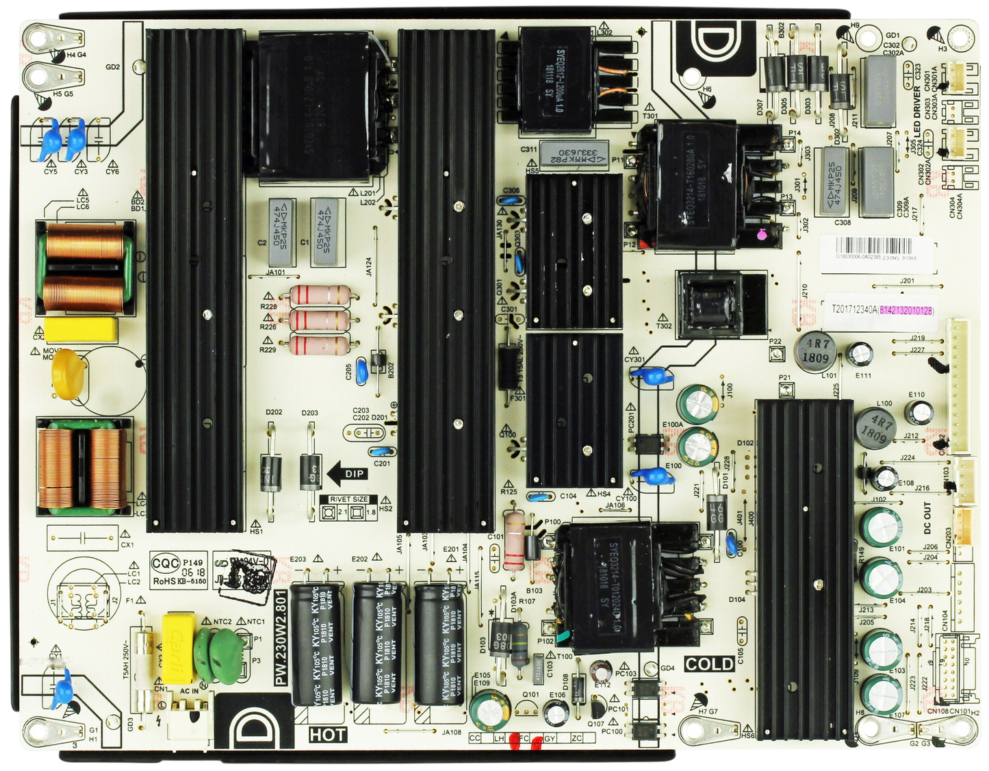 8142132010128 Sceptre Power Supply/LED Driver, 8142132010128, T201712339A, PW.230W2.801, E173873, W65 FITV58DA, SYTV58DC