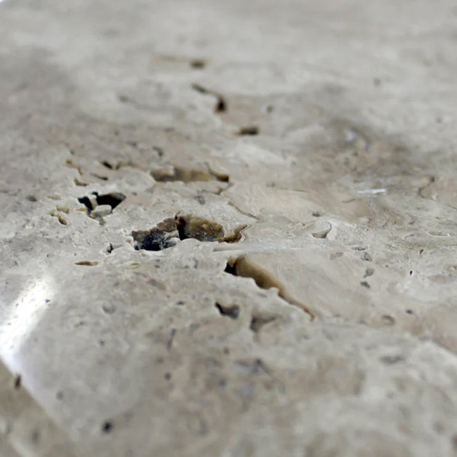 Light Travertine Unfilled Round Polished Coffee Table 27.5in