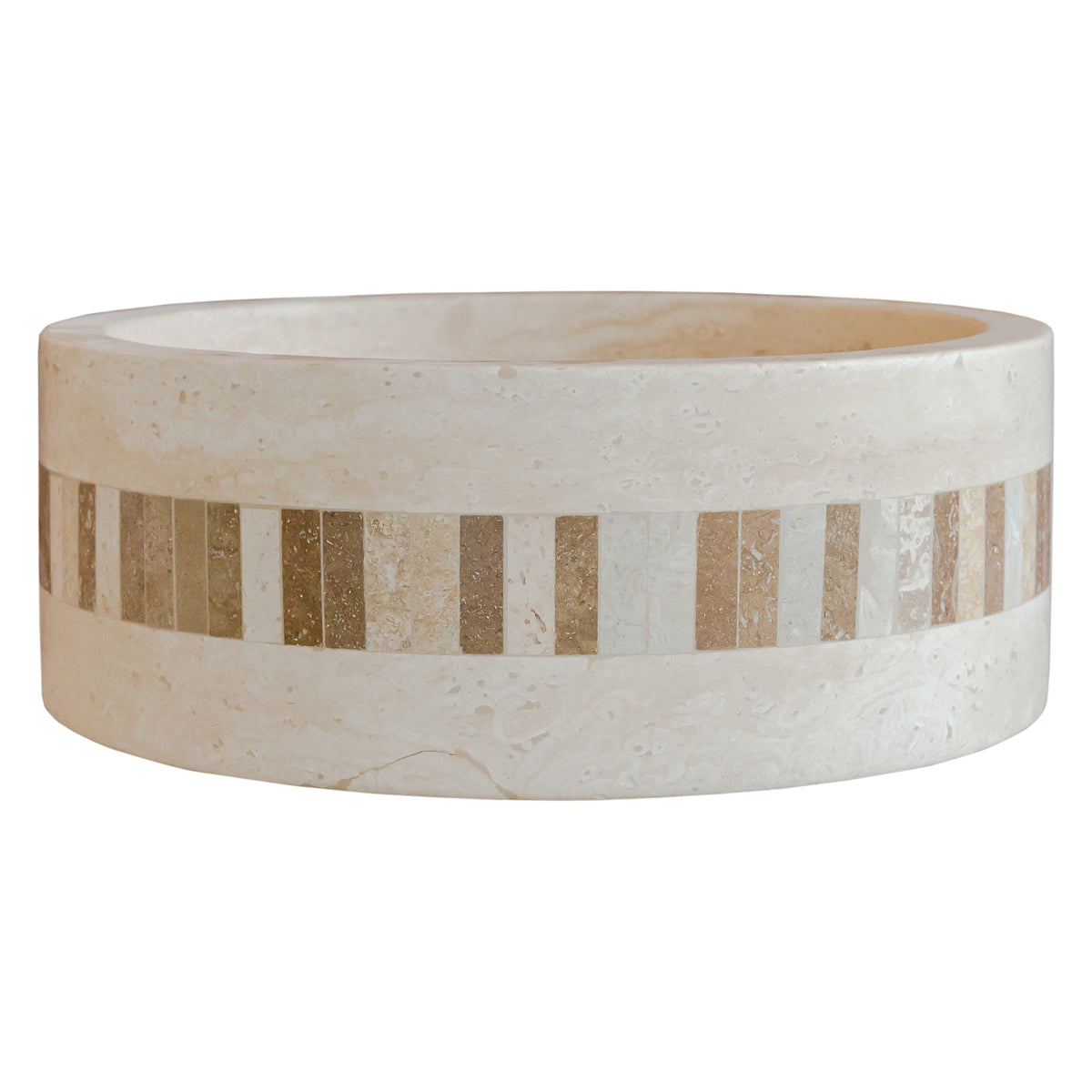 Light Travertine Natural Stone Cylinder Sink Honed Matte 16x6
