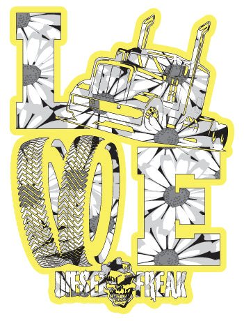 Truckin Love Daisy Yellow Decal