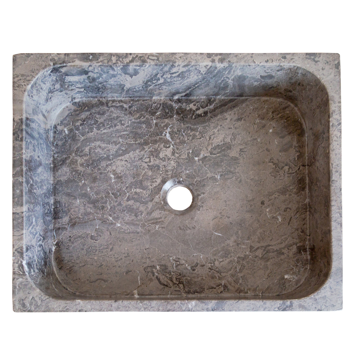 Tundra Gray Marble Turkish Handcrafted Farmhouse Apron Front Rectangular Sink 16x19.5x5
