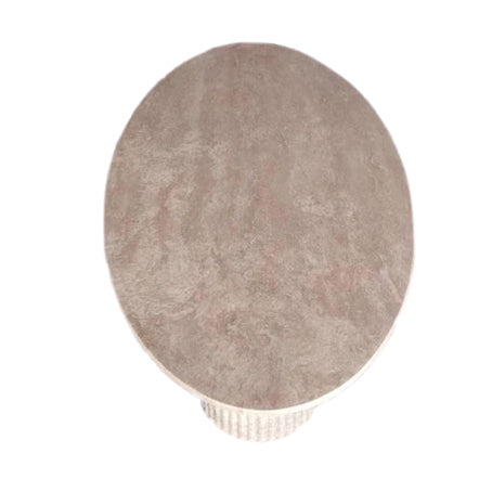 Tuscany Beige Travertine Handcrafted Oval Coffee Table Fluted Legs 24x50