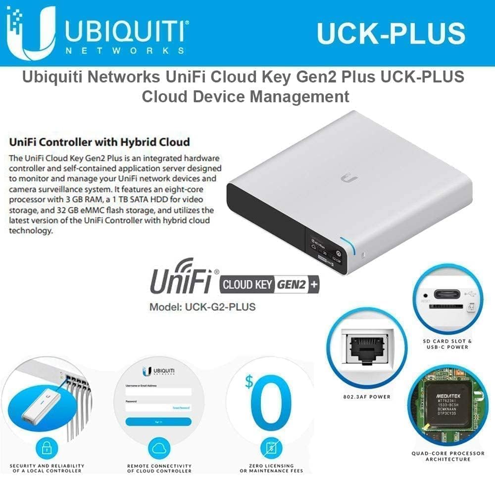 Ubiquiti UniFi Cloud Key Gen2 Plus (UCK-G2-PLUS), Single,dual band