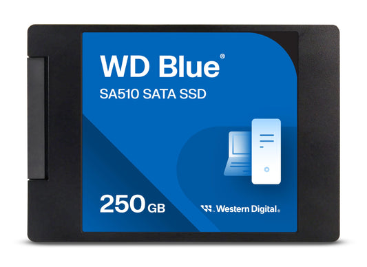 Western Digital 250GB WD Blue SA510 SATA Internal Solid State Drive SSD - SATA III 6 Gb/s, 2.5"/7mm, Up to 555 MB/s - WDS250G3B0A