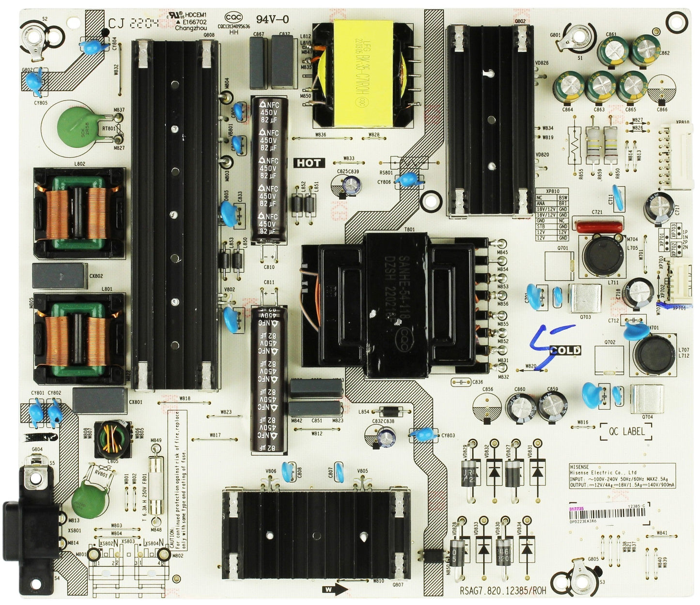 317735 Hisense Power Supply, RSAG7.820.12385/R0H, 70A6G3