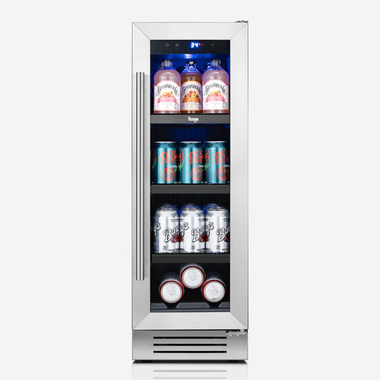 Yeego Beverage Refrigerator & Drink Fridge - 24 inch 180 Cans Beer Cooler Glass Door, 34-54℉ Under Counter Refrigerator Built-in for Drink Soda Wine for Bar Office Bedroom