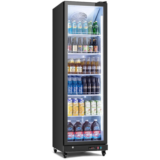 Yeego Commercial Refrigerators - 27.1 Cu.Ft 2 Glass Doors Commercial Beverage Refrigerator with LED Light & Adjustable Shelves, 32-50°F Commercial Cooler for Stores Bakery Bar Offices Restaurants