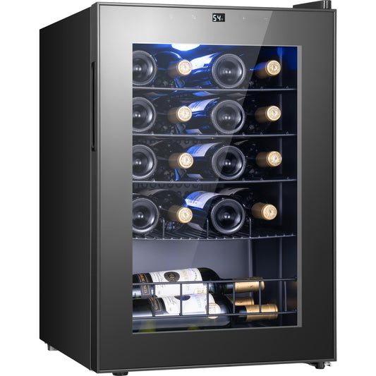 Yeego Wine Fridge – 34 Bottles Wine Cooler, 38–65℉ Digital Control with Double Glass Door & LED Light, Freestanding Wine Fridge Under Counter for Home Bar and Kitchen